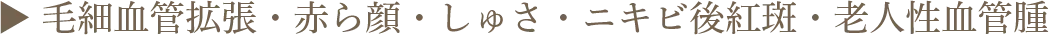 ▶︎ 毛細血管拡張・赤ら顔・しゅさ・ニキビ後紅斑・老人性血管腫