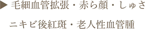 ▶︎ 毛細血管拡張・赤ら顔・しゅさ ニキビ後紅斑・老人性血管腫